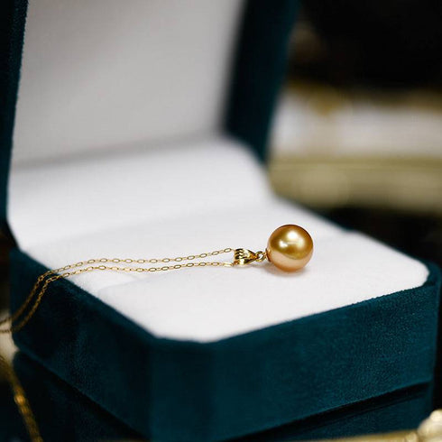 18K Gold Golden South Sea Pearl & Gloria Pendant Necklace - House Of Pearls